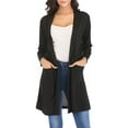 thumbnail image 3 of SHCKE Women's Long Sleeve Cardigans Casual Open Front Cardigan Shirt Lightweight Breathable Kimono Cardigans with Pockets Black, 3 of 7