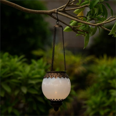 Luxen Home Brushed Bronze Solar Accent Globe Lantern