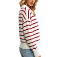 thumbnail image 3 of jinghuiyue Womens V Neck Sweater Long Sleeve Polo Striped Pullover Sweater Casual Knitted Loose Fall Tops S, 3 of 6