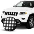thumbnail image 2 of KAKALAD Dark Black White Buffalo Plaid Check Spare Tire Cover Universal Vehicle Accessories Buckle Car Tools 16”in, 2 of 6
