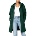 thumbnail image 2 of Women's Hooded Mid Length Zip up Sweatshirt Jacket, Raglan Sleeve Loose Casual Long Sleeve Cardigan Coat with Pockets Fall Winter Outwear Green L, 2 of 5