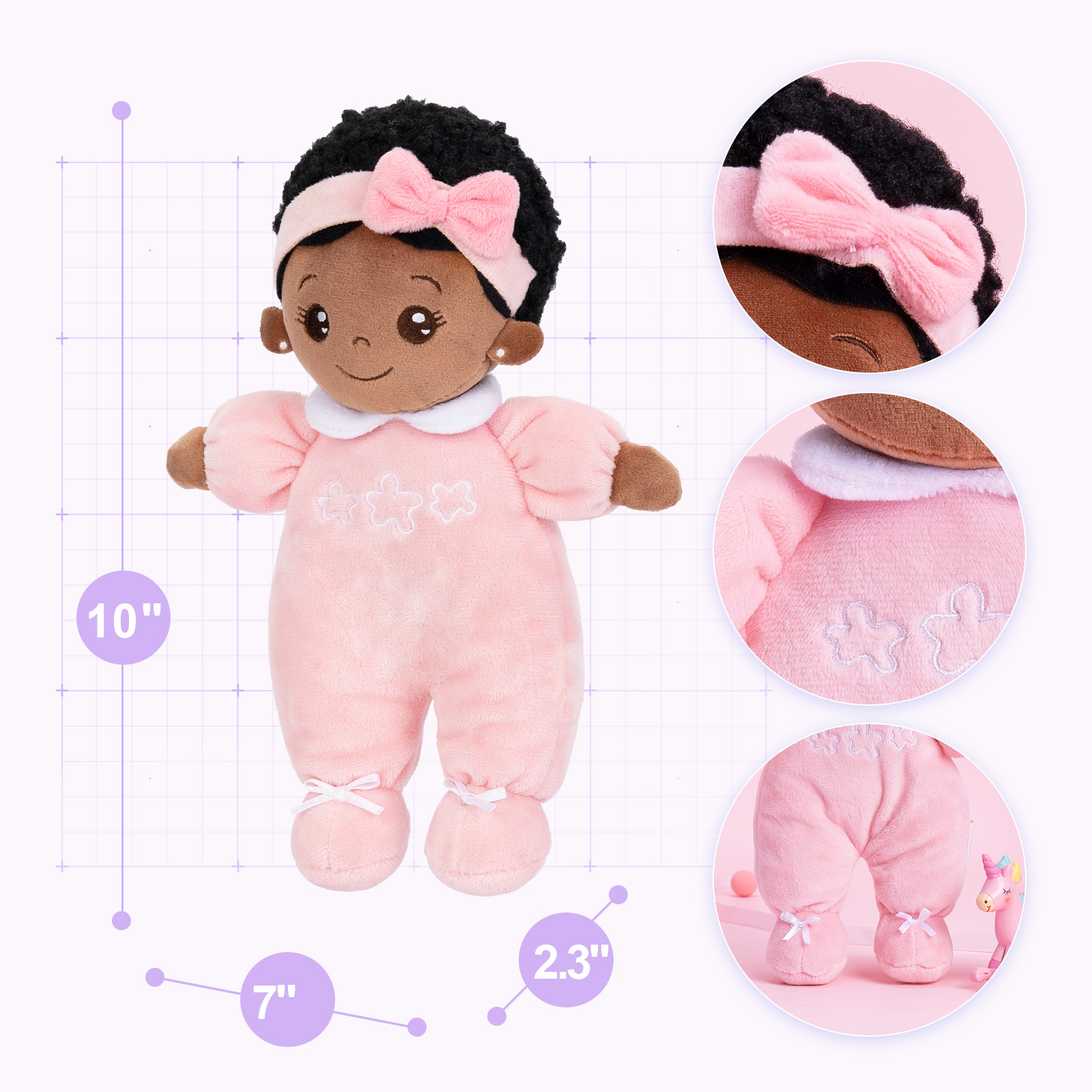 OUOZZZ Soft Baby Doll, 10 Inch African American Doll photo 5