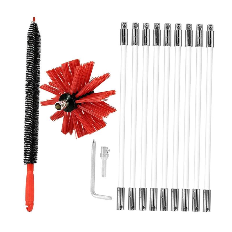 Chimney Sweep Cleaning Brush Tool Rotary with 9 Reinforced Nylon