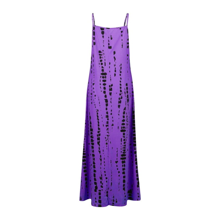 Ovticza Women Summer Dresses Swing Floral Cami Maxi Dress a Line Spaghetti  Strap Long Dresses for Women Casual Sleeveless Sundresses for Plus Size  Women Petite Purple XXL - Walmart.com
