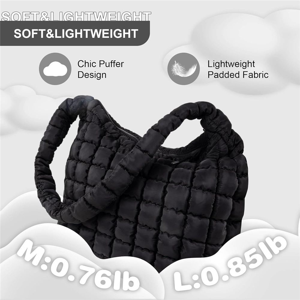 Luxury Soft Quilted Puffer Tote Bag Purse Puffy Crossbody Shoulder Bag for Women,Lightweight Nylon Hobo Bag Puffer Carryall Bag for Women Girl