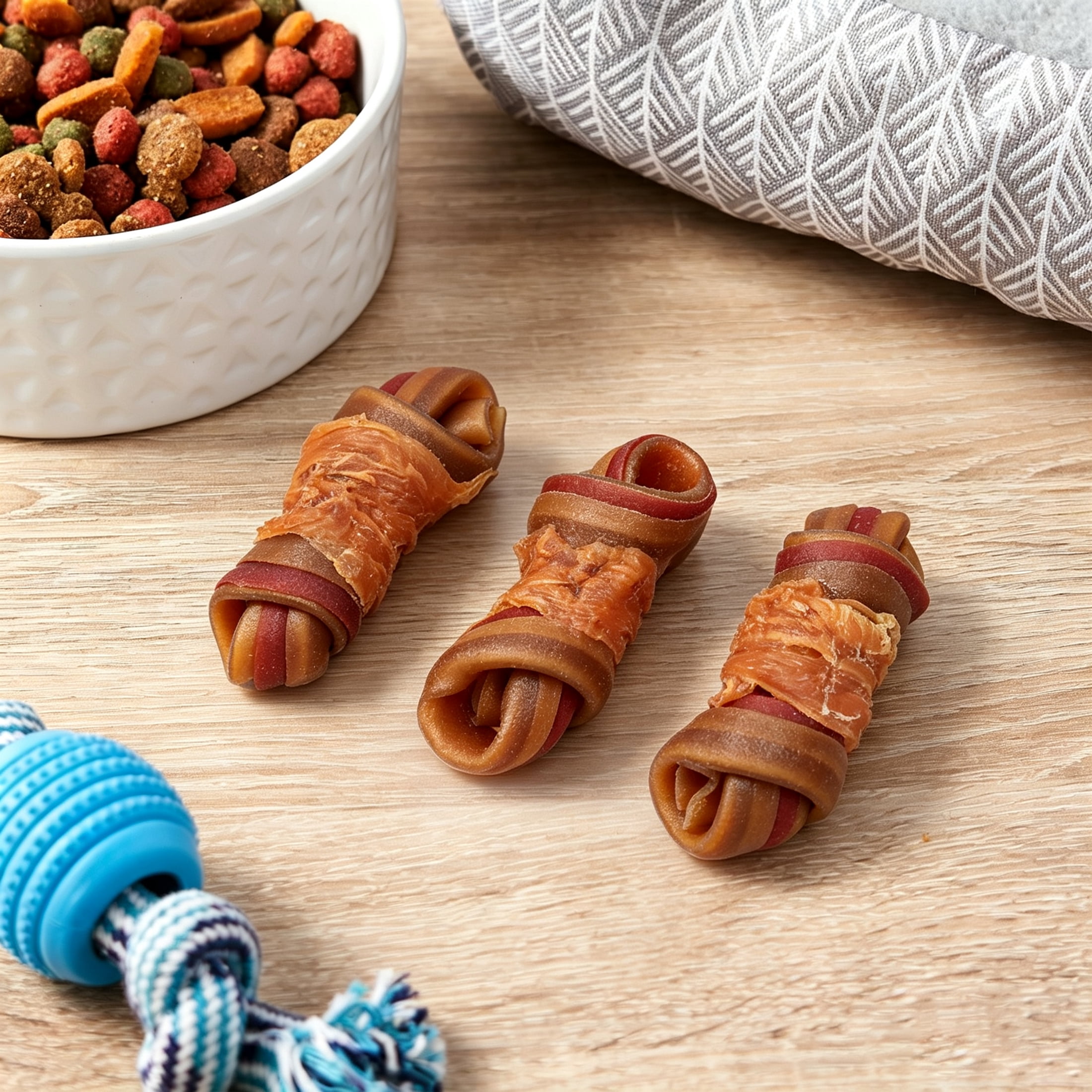 (4 pack) Ol' Roy 2.5 Inch Rawhide Free Mini Knotted Peanut Butter Flavored Bones, Chews for Dogs, 13 oz, 20 Count