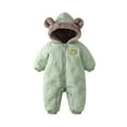 thumbnail image 6 of Newborn Baby Bear Onesie Baby Fleece Snowsuit Jumpsuit Hooded Footie Thick Winter Outwear for Infant Boys Girls, 6 of 9