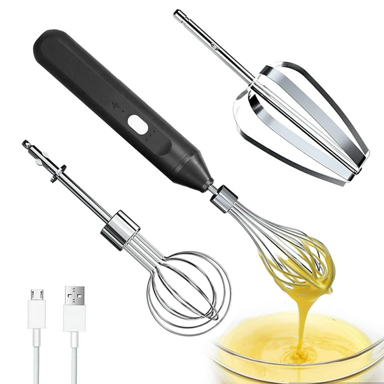  Electric Hand Mixer, Hand Blender USB Charging,Mixer Electric  Handheld Suitable for Whipping Egg Whites/Cake Batter/Cream,Egg Beater and  Cream Stick,White: Home & Kitchen