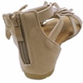thumbnail image 2 of Girls Little Kids Strappy Buckle Fringe Gladiator Flat Sandal Taupe 12, 2 of 5