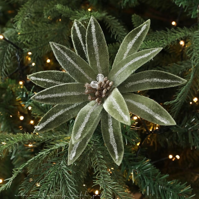 Herunwer Christmas Glitter Flowers Christmas Tree Wreath Ornaments Poinsettia Artificial Flower Xmas New Year Wedding Party Holiday DIY Decoration