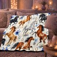 thumbnail image 6 of Artistic Galloping Horses Blue Flowers Equestrian Autumn, Rustic Farmhouse Horse Scene, Warm Flannel Blanket for Ranch House and Living Room, Horse Lovers Thanksgiving Gift, Rustic Home Decor, 6 of 9