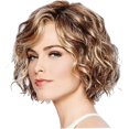 thumbnail image 1 of Peluca ondulada de pelo Bob, peluca rizada ondulada corta marrón mixta, pelucas sintéticas de aspecto natural, pelo de fibra resistente al calor para mujeres y niñas, juego de 1 pieza, 1 of 5