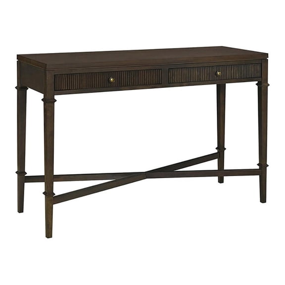 Olliix Kenna Fluted 2-Drawer Storage Solid Wood Console Table in Coffee