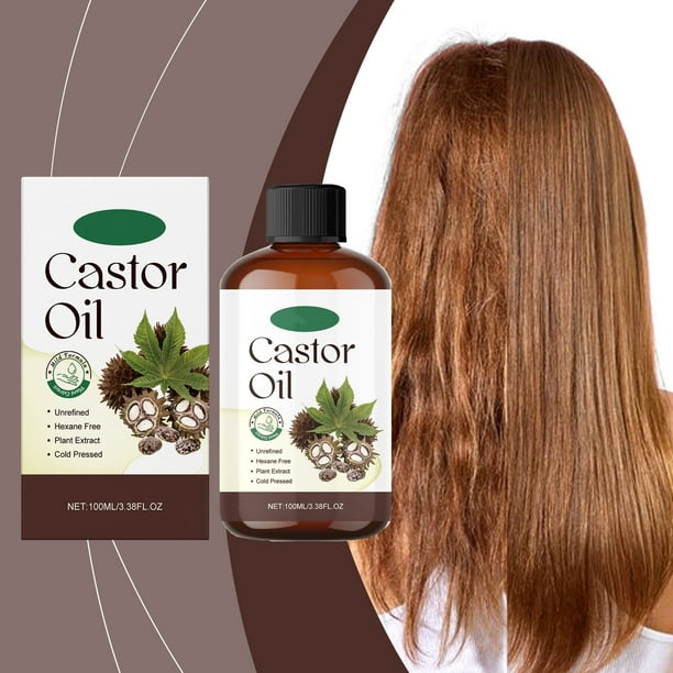 Aceite esencial de ricino para el cuidado de cejas, pestañas y cabello. Nutritivo, hidratante y para masajes. Aceite esencial de 100 ml. Aceite de ricino orgánico.