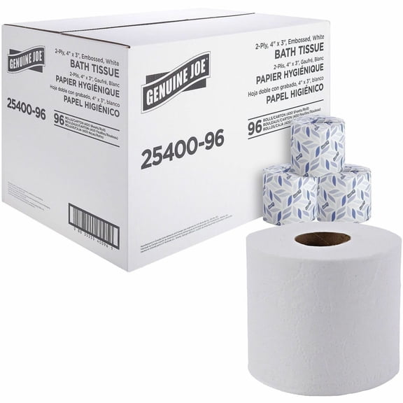 Genuine Joe, GJO2540096, 2-ply Standard Bath Tissue Rolls, 96 / Carton, White