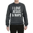thumbnail image 2 of Wild Bobby, I Love Jesus & Naps Inspirational/Christian Unisex Crewneck Graphic Sweatshirt, Charcoal, Large, 2 of 6