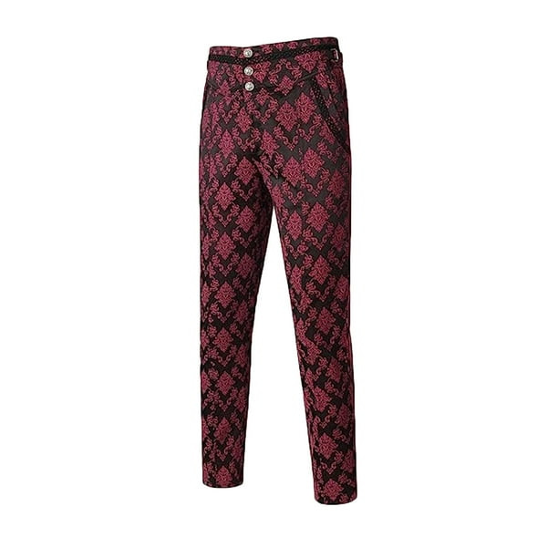Ceisia Gift Men's Spring/Summer Casual Suit Pants - Straight Stripe Print Pocket Button Waist Polyester Trousers
