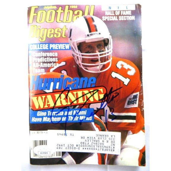 Gino Torretta Signed Autographed Magazine Football Digest 1992 Miami JSA AG39505