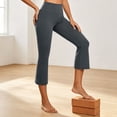 thumbnail image 5 of YFNNUP Capris Flare Leggings for Women High Waisted Capri Pants Tummy Control Workout Yoga Pants Dark Gray,S, 5 of 7