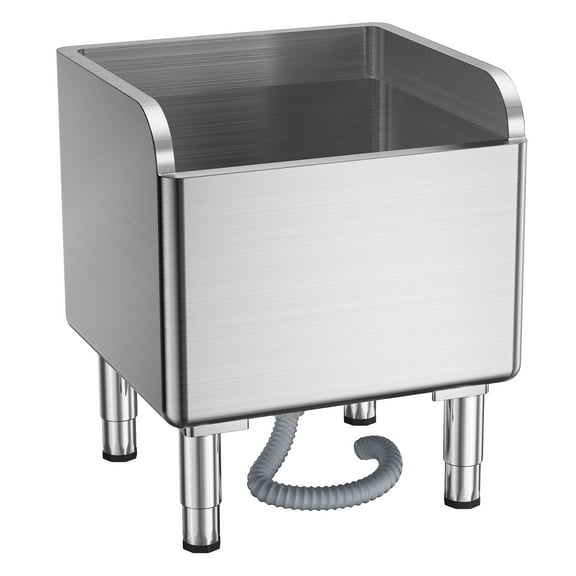 Xssm Stainless Steel Freestanding Mop Sink Utility Sink with Drain, Silver
