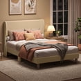 thumbnail image 2 of Bestier Full Upholstered Bed Frame with Adjustable Arc-shaped Headboard, LED Platform Bed, 2 of 10