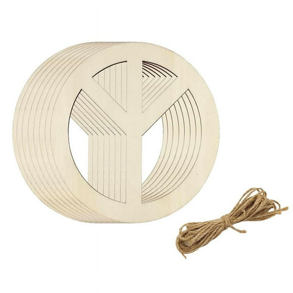 50PCS Wooden Unfinished Peace Sign Hanging Ornaments DIY Blank Home Party Decoration Craft Pendant