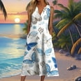 thumbnail image 2 of TSADFHJI Jupes pour Femmes Longueur Courte Lin Mode Féminine Impression Numérique Poche Col en V Personnalité Robe Décontractée Ample L Bleu, 2 of 4