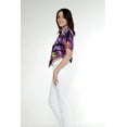 thumbnail image 5 of Women's Hawaiian Tie Front Crop Top Aloha Shirt in Sunset Purple M, 5 of 5