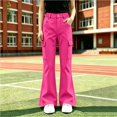 thumbnail image 7 of Liyamei Girls School Uniform Pants Elastic Waist Twill Bootcut Trousers Everyday Wear for 5-15 Years, 7 of 7