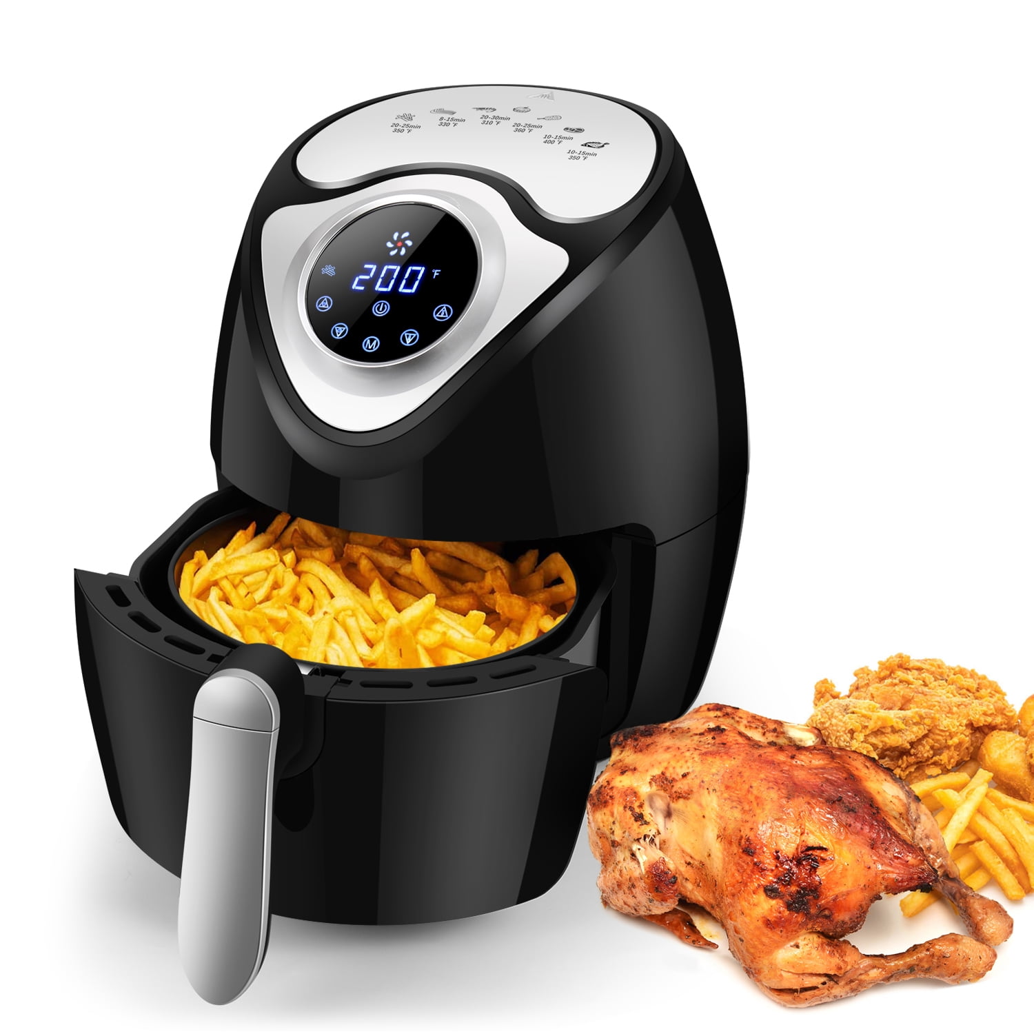 1500W Electric Touch Screen Air Fryer Cooker Oil Less Dry Hot Air Steam 4.5L 