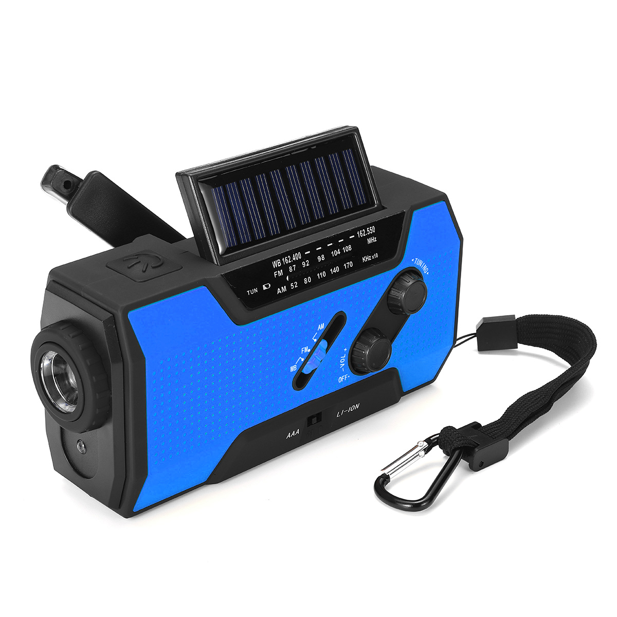 Solar Hand Crank Portable Radio NOAA Weather Radio with AM/FM, LED Flashlight, Reading Lamp, 2000mAh USB and SOS Alarm for Household and Outdoor Emergency - image 3 of 8