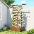 thumbnail image 2 of Outsunny Wood Raised Garden Bed Privacy Screen Planter with Trellis, Orange, 2 of 10