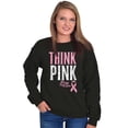 thumbnail image 3 of Pink Ribbon Cure Breast Cancer Awareness Women Crewneck Sweatshirt Brisco Brands S, 3 of 6