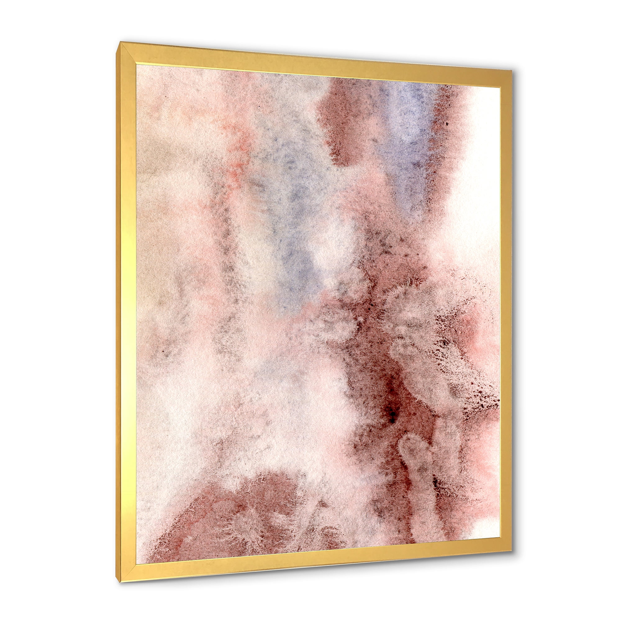 Designart 'Pastel Abstract With Pink Blue and Dark Red Spots' Modern Framed Art Print