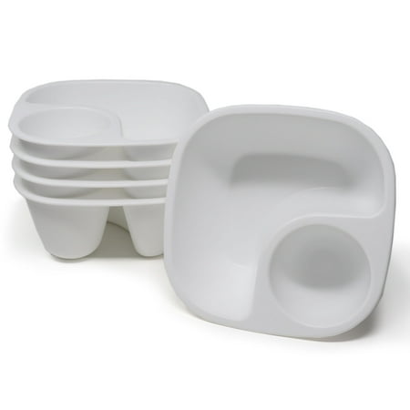

Rolling Sands Reusable Snack and Dip Bowls 5 Pk USA Made BPA-Free Dishwasher and Microwave Safe Personal Size Plastic Divider White Bowls