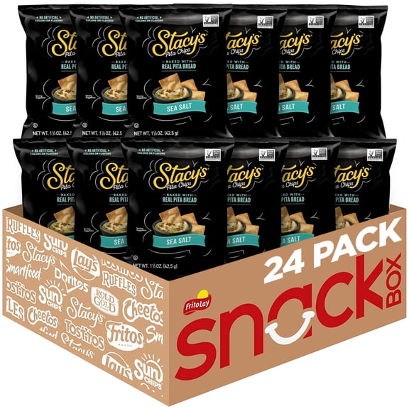 Stacy’s Pita Chips, Sea Salt, No Artificial Colors or Flavors, 1.5 Oz (Pack of 24)