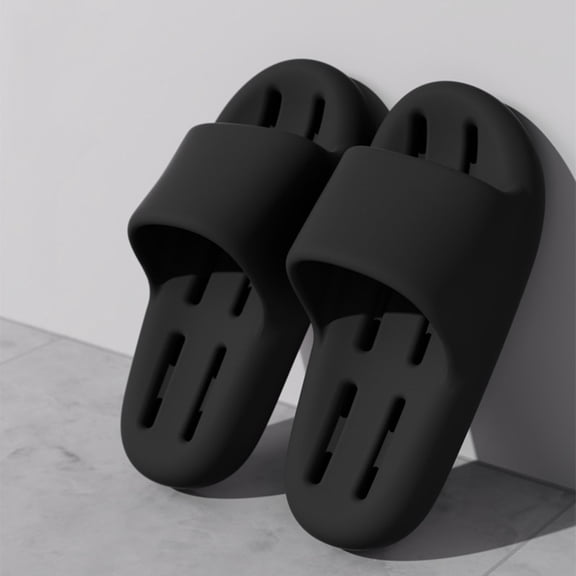 Viluyesy Mens Slides Slippers, Thick Sole Shower Bathroom Shoes Anti-Slip Casual Indoor Outdoor Cloudy Sandals Black