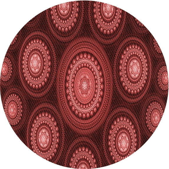 Ahgly Company Indoor Round Patterned Grapefruit Red Area Rugs, 6' Round