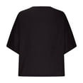 thumbnail image 4 of FAIWAD Womens Cotton Linen Round Neck Short Sleeve Tops Solid Color Elegant Lightweight Tops (Medium, Black), 4 of 6