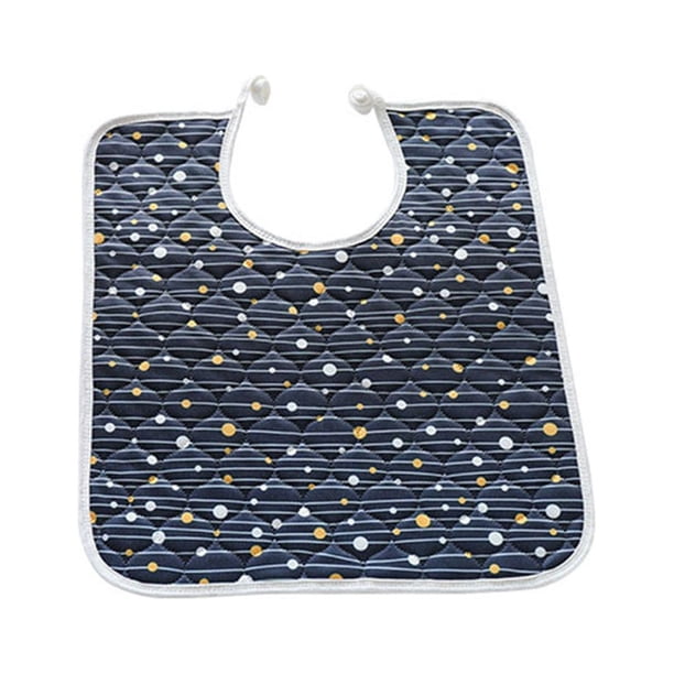Soidarity Babero de alimentación para ancianos, Protector de ropa de poliéster flexible reutilizable, productos transpirables, delantal de masajeadores punto azul marino