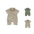 thumbnail image 4 of Odeerbi Toddler Boys Girls Summer Short Sleeve Romper Jumpsuit Cotton Baby Clothes Child's Jumpsuit Baby Botton Round Neck Cute Solid Color Shorts Bodysuits Khaki, 4 of 4