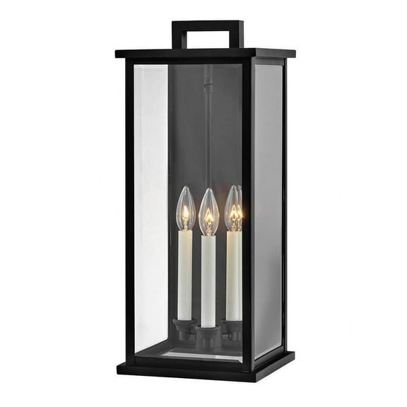 3 Light Large Outdoor Wall Mount Lantern in Traditional Style 9 inches Wide By 22 inches High-Black Finish Bailey Street Home 81-Bel-4312512