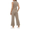 thumbnail image 4 of BLOCLOALO 2 Piece Lounge Set Sleeveless Tops Fashion Solid Color Women's Half Summer Half High Neck Trousers Two Set Tunic Tops Sweatpants and Sweatshirt Set Soft Lounge Sets for Women Khaki M, 4 of 5