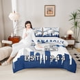 thumbnail image 4 of Castle Fairy Football Queen Comforter Set for Teens Boys,Grey Blue Bedding Comforter Set, 4 of 8