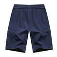 thumbnail image 3 of Busydd Plus Size Shorts for Men M-5XL Casual Baggy Solid Color Beach Shorts Elastic Waist Drawstring Cargo Shorts Knee Length Summer Bermuda Shorts with Pockets, 3 of 3