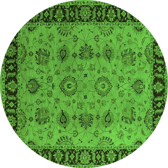 Ahgly Company Indoor Round Oriental Green Traditional Area Rugs, 5' Round