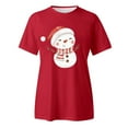 thumbnail image 4 of Womens Christmas T-Shirts Casual Fashionable Snowman Print Short Sleeve Round Neck Party Blouse Tops, 4 of 4
