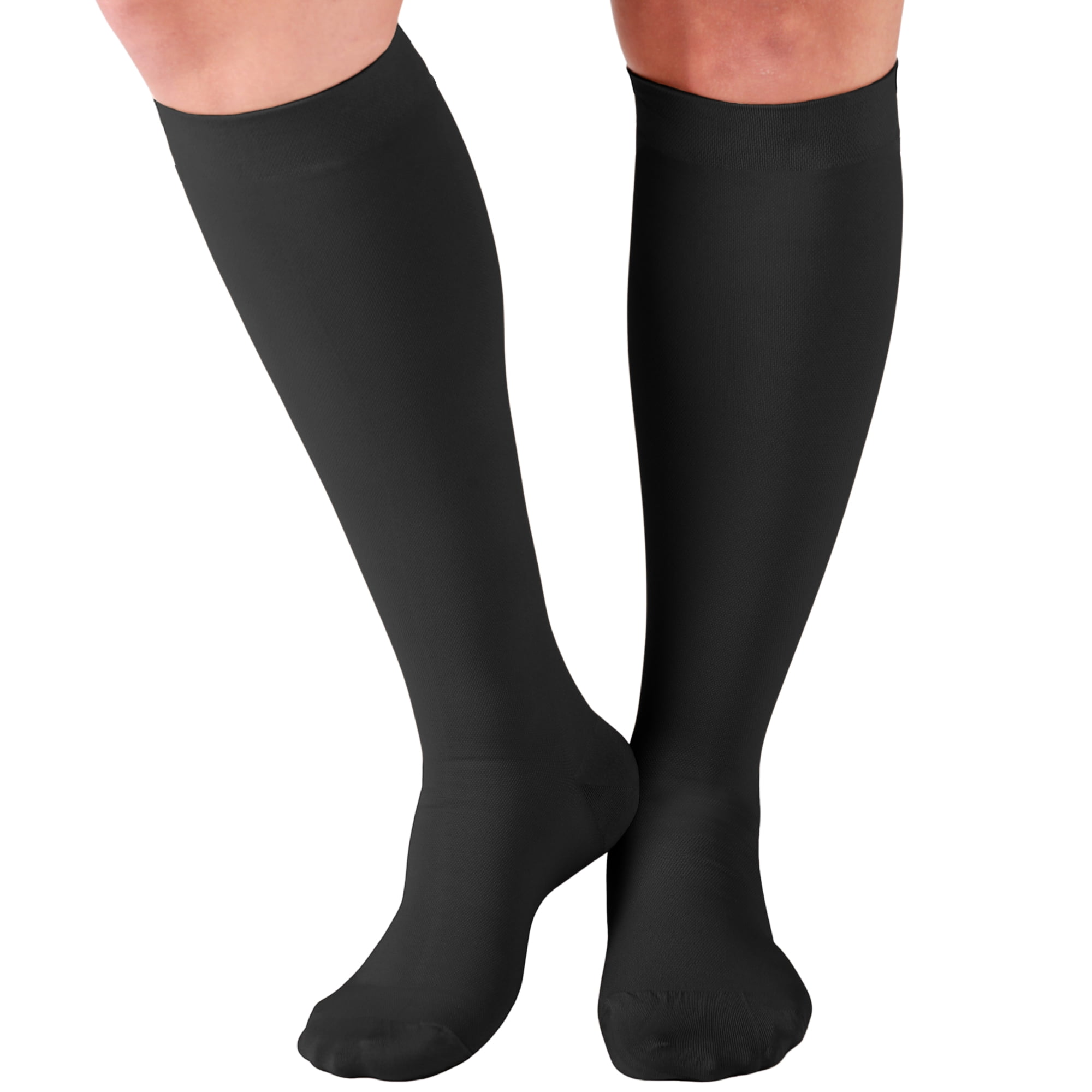 Plus Size Opaque Compression Socks For Women And Men 20 30mmHg Black plus-size-opaque-compression-socks-for-women-and-men-20-30mmhg-black