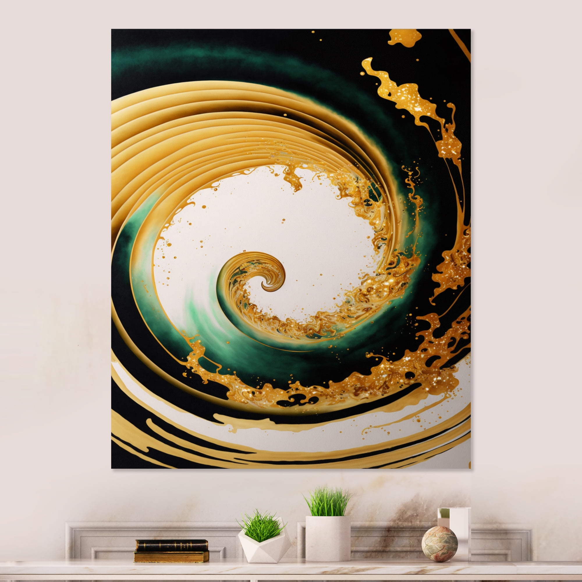 Designart Bold Gold Half Circle Canvas Wall Art