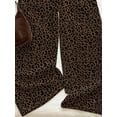 thumbnail image 5 of Women Drawstring Elastic Waist Wide Leg Pants, Leopard Print Flowy Trousers for Summer Beach Vacation, 5 of 7
